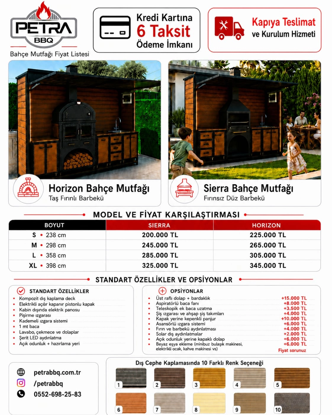 Sierra Kabinli Bahçe Mutfağı Outdoor Kitchen XL 398cm